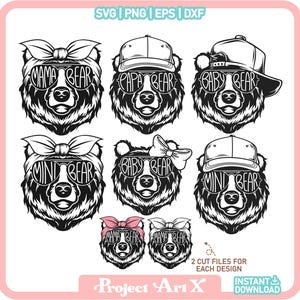 Bärenfamilie svg, Mama Bär svg, Mini Bär svg, Papa Bär svg, Baby Bär svg, Daddy Bär svg, Mom Shirt Design, Bär Cut File Bundle Set