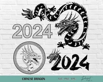 Chinese dragon svg, Dragon SVG, Chinese New Year svg, Year of the dragon svg, Chinese Zodiac  2024 New Year, Dragon clipart, 2024 Dragon SVG