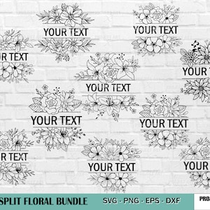 Floral split SVG, floral frame svg, flower border svg, split monogram svg, floral monogram svg, wildflower svg,flower svg,floral,flowers svg