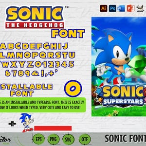 FUENTE SONIC INSTALABLABLE, Letras SONIC SVG, Archivos para Cricut, Números, Símbolos, Alfabeto