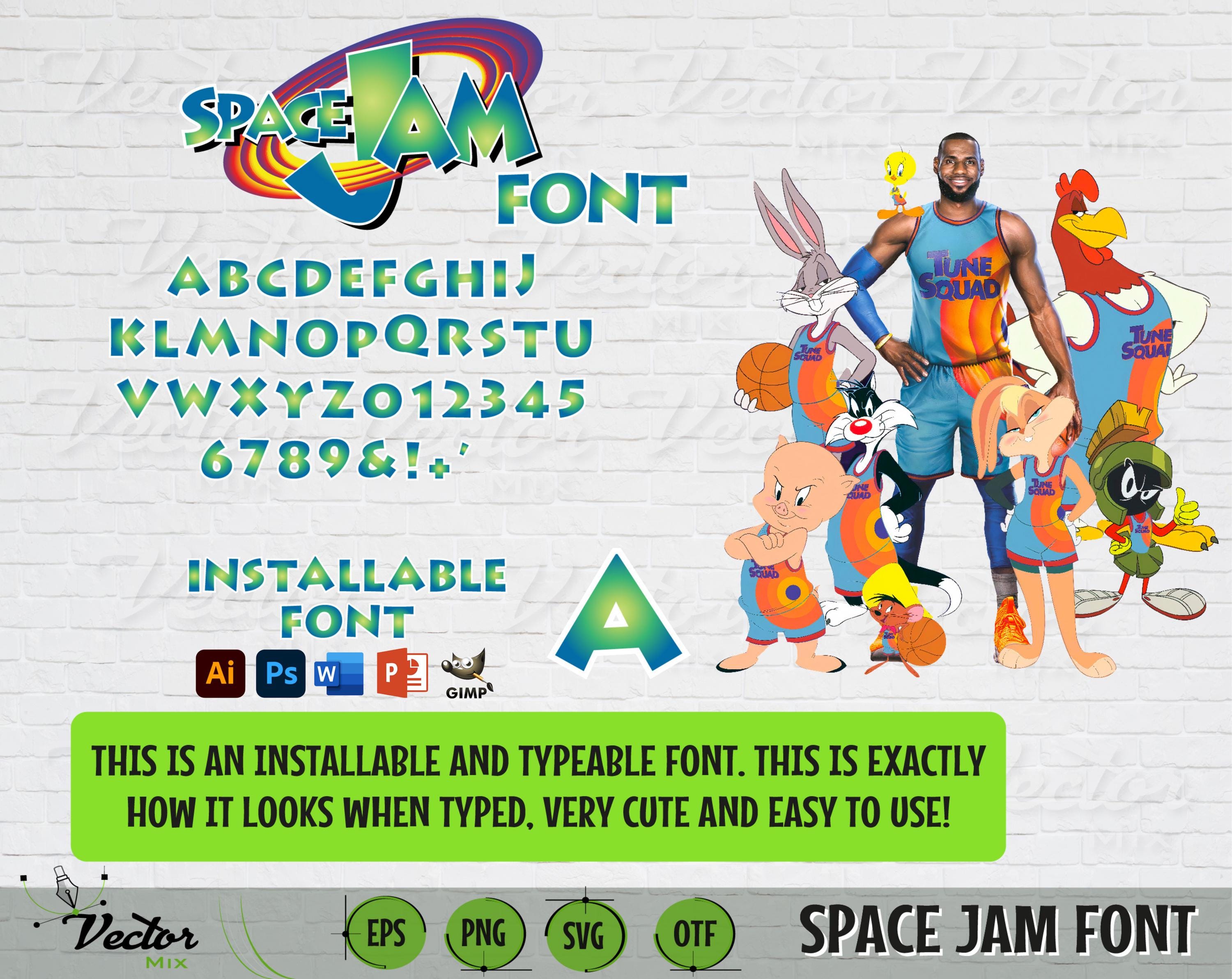 INSTALLABLE  Space jam FONT,  Space jam Letters Svg, Files For Cricut Machine, Numbers, Simbols, Alphabet, download svg eps dxf png OTF.