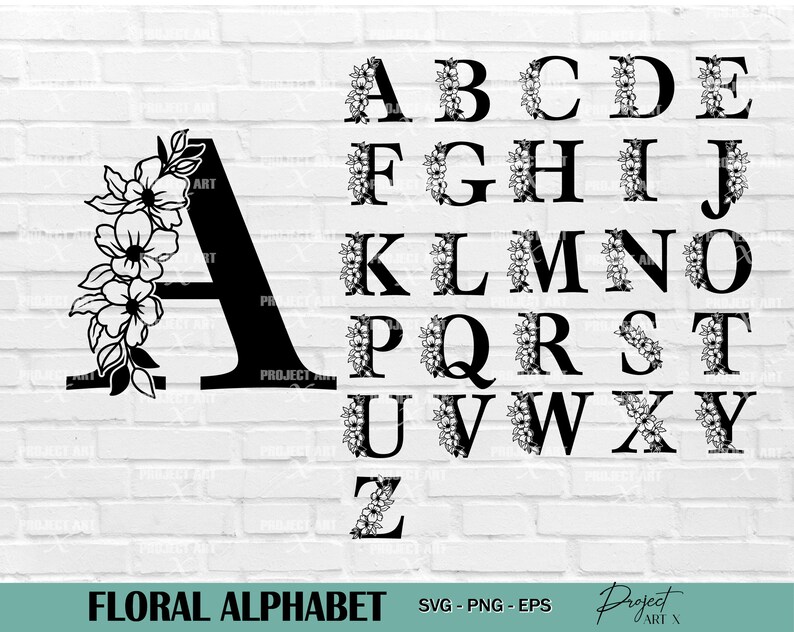 Floral Alphabet Svg, Alphabet Monogram Svg, Split Monogram Svg, Flower