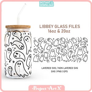Cute Ghosts, Ghost Libbey Glass Svg, Halloween Svg Libbey 16oz Can ...
