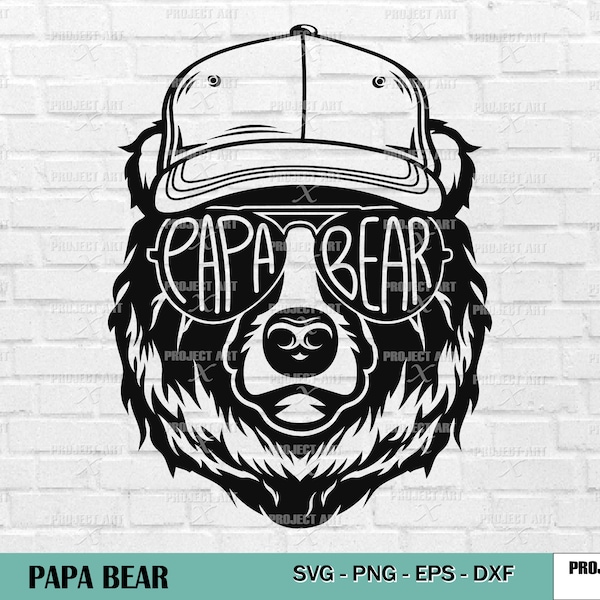 Papa Bär SVG, Papa Bär mit Sonnenbrille, Daddy SVG, Papa zu sein SVG, Papa Bär geschnitten Datei, Bär Papa, Papa svg, Daddy Bär svg, Familienbär