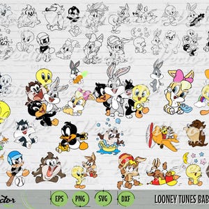 Looney Tunes PNG Bundle, 80 PNG Looney Tunes, Geburtstag Aufkleber PNG, Niedliche Clipart, Cartoon Vektor, Baby Tunes Charakter, Cricut Digital Art
