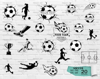 Soccer SVG, Football Silhouette, SVG Cut Files, Football Bundle SVG, Soccer Clipart- Football Cut File, Football split, Instant Download