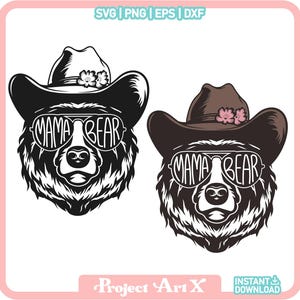 Mamá osa vaquera SVG, Mamá osa con sombrero, Mamá SVG, Futura mamá svg, Diseño de camiseta para mamá, Mamá osa svg, Mamá osa Svg, Oso con gafas de sol