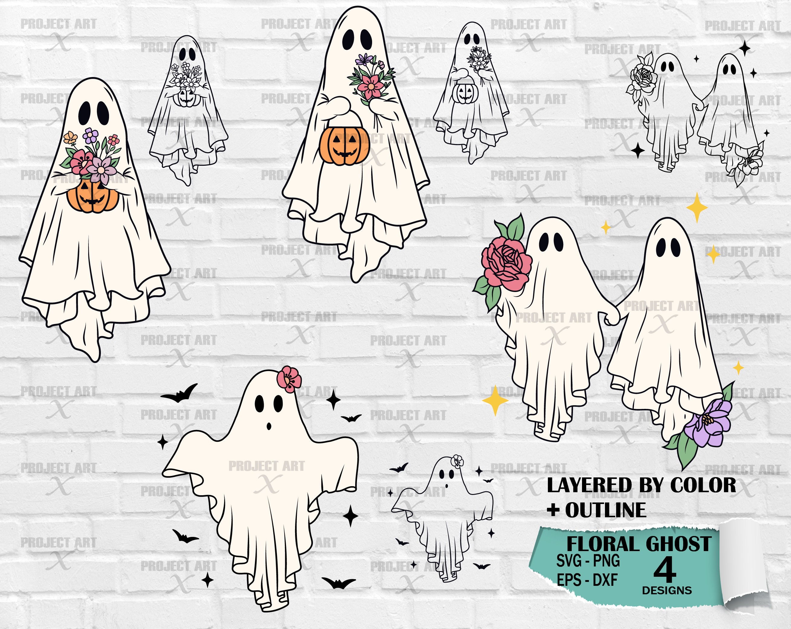 Ghost Card Retro Western Halloween PNG Graphic by Flora Co Studio