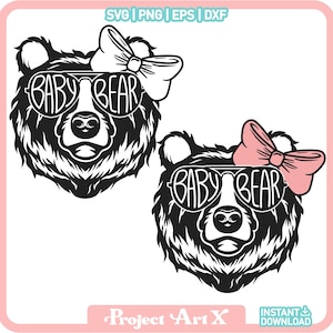 Bebê Urso SVG, Bebê Urso com Óculos de Sol, Urso SVG, Família Urso Svg, Arquivo de Corte Papai Urso, Menina Bebê Urso, Mamãe Urso Svg, Urso Fofo svg