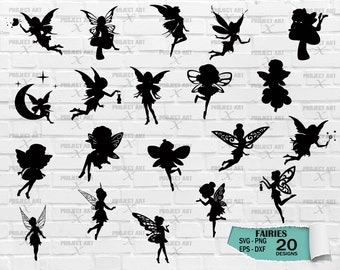 Fairy Silhouette SVG File, Fairy Clipart, Fairy Vector, Moon Fairy, Fairies svg, fairy silhouettes svg, Instant download