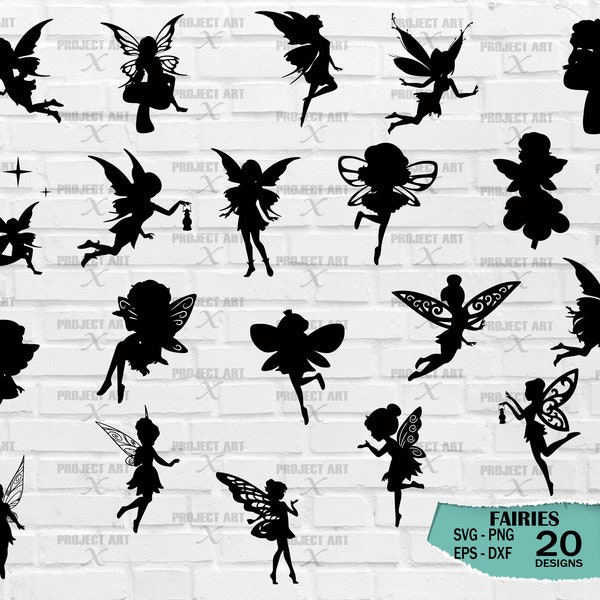 Fairy Silhouette SVG File, Fairy Clipart, Fairy Vector, Moon Fairy, Fairies svg, fairy silhouettes svg, Instant download