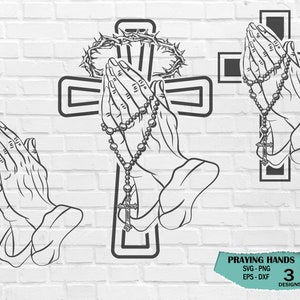 Bidden handen SVG, gebed, rozenkrans, geloof, kruis, religie, religieus, Jezus, christelijk, spiritueel, T-shirt, illustraties, Jezus SVG