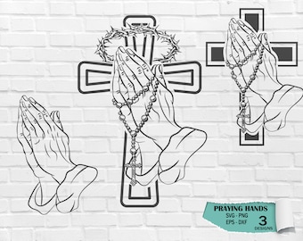 Praying Hands SVG, Prayer, Rosary, Faith, Cross, Religion, Religious, Jesus, Christian, Spiritual, T-shirt, Clip Art, Jesus SVG