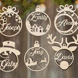 Christmas Ornaments SVG, Laser cut Files For Glowforge, customizable Designs For Christmas Tree Ornaments, Christmas Tree SVG Bundle