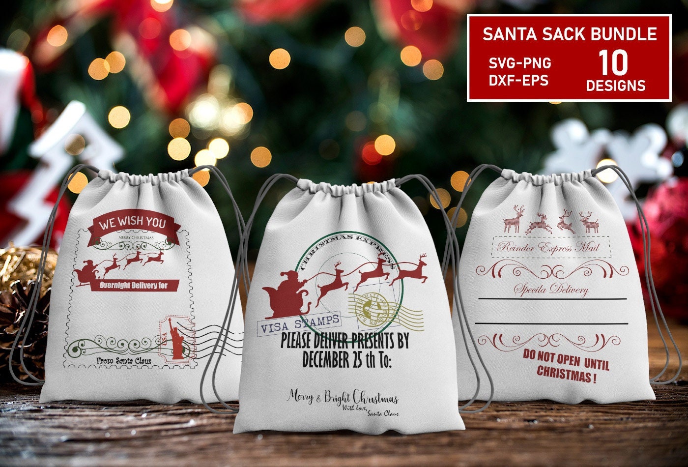 Santa Sack Template - Etsy