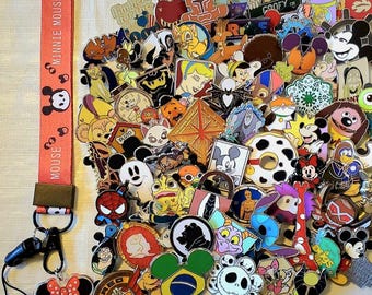Disney Trading Pins Lot 5 25 50 100 200 No Duplicates Disney Pins Bulk Starter Set Tradable Pins with Bonus Mystery Pin