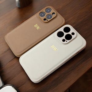 Coque de téléphone personnalisée en cuir PU - Gravure des initiales personnalisées, coque de luxe souple pour iPhone 16 15 14 13 12 11 Pro Max XR 8 7 Plus