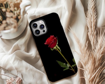 Red Rose Floral Phone Cases For iPhone 17 16 15 14 13 Pro Max 12 Mini 11 Galaxy S24 S23 With Wildflower Aesthetic Artistic Design