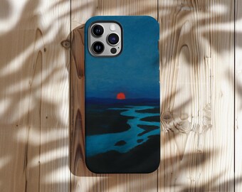 Sunset Oil Painting Phone Cases With Artistic Stylish Aesthetic Design, Gift