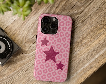 Pink Leopard Star Phone Case: Stylish Trendy Design