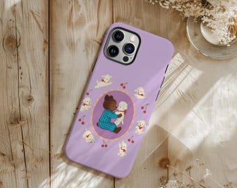 Cute Bear and Puppy Phone Case With Unique, Aesthetic Oil Painting Design