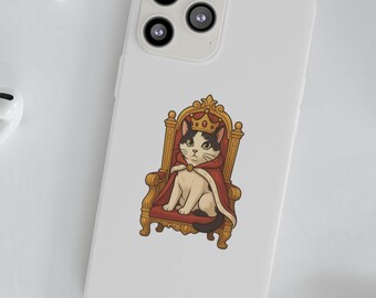 Queen Cat Phone Case: Royal Pet Art, Impact-Resistant TPU