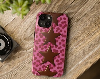 Vintage Star Phone Case With Aesthetic Chic Leopard pattern Design