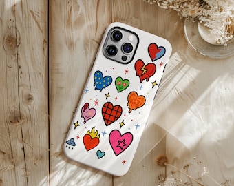 Vintage Coquette Colorful Hearts Phone Case