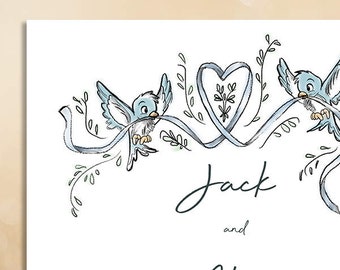 Wedding invitation | INSTANT DOWNLOAD | engagement | fairy tale | castle | princess | cinderella | magical | birds | lovebirds