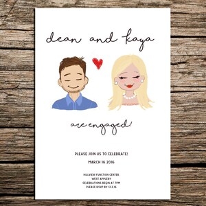 Custom Painted Couple portrait, Wedding Invitation or engagement invitation