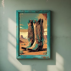 Coastal Cowgirl Boots Print: Preppy Western Room Decor (Digital Download)