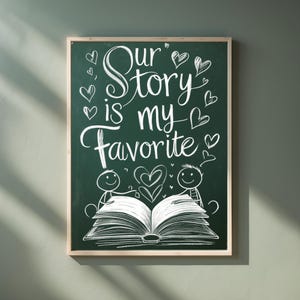 Romantic Story Art Print: Chalkboard Couple Illustration (Digital Download)