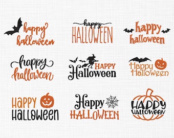 Lot de broderie Happy Halloween, Motifs de broderie d'Halloween, Motifs d'Halloween, Saison d'Halloween, Broderie du 31 octobre et Texte d'Halloween