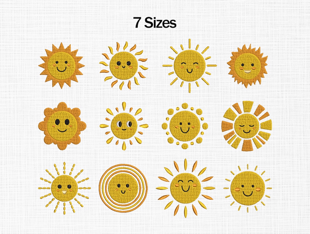 Sun Embroidery Design, Cute Sun Embroidery Files, Boho Sun Embroidery ...
