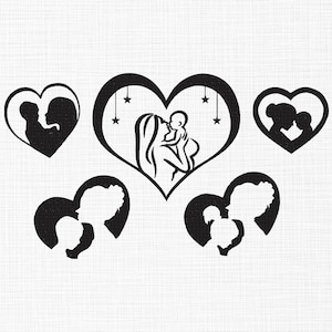 Mom Heart Embroidery Design Mom Heart Bundle Embroidery Mother&#39;s Day Embroidery Design Love Mom Mom with baby Embroidery Files 6 Sizes