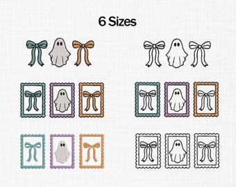 Coquette Ghost Embroidery Design, Coquette Ghost Bow Embroidery Design, Halloween Machine Embroidery Files, Coquette Vibes, Frame Ghost Bow