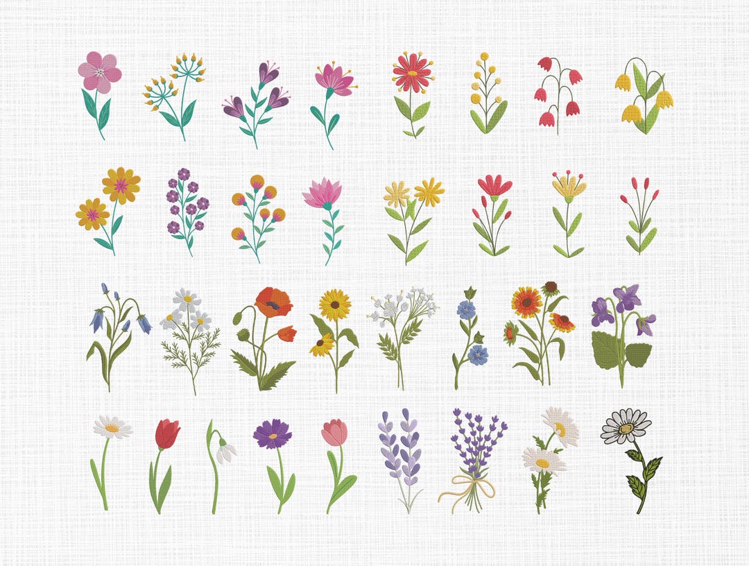 Flowers Embroidery Design, Floral Machine Embroidery Design Bundle ...