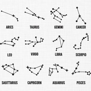 Constellations Star Signs Embroidery Design, Zodiac Signs Embroidery Design, Horoscope symbols, Astrology embroidery Design, Birth Signs