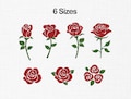 Rose Embroidery Design, Mini Rose Embroidery Design,  Flowers Embroidery Designs, Red Flower Embroidery, Flowers Bundle 6 Sizes Download
