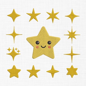 Mini Star Embroidery Design, Mini Stars Machine Embroidery Design File, Fill Stitch Star Pattern, Kids Embroidery, Star Bundle Embroidery