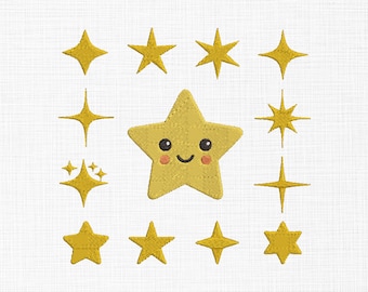 Mini Star Embroidery Design, Mini Stars Machine Embroidery Design File, Fill Stitch Star Pattern, Kids Embroidery, Star Bundle Embroidery
