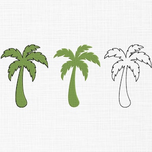 Palm Tree Embroidery Design, Palm Tree Bundle Embroidery Design, Tree Embroidery Design Line art Embroidery Files 5 Sizes Download