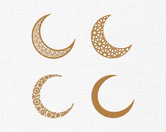 Moon Embroidery Design, Eid Mubarak Embroidery Design, Ornament Moon, Eid Mubarak, Arabic, Calligraphy, Muslim Machine Embroidery, 5 sizes