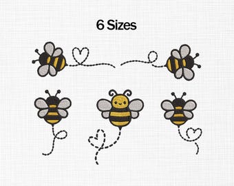 Bees embroidery Design Cute bees embroidery design Flying Bee embroidery Design Little bumble bee Embroidery Files Dotted bees 7 sizes