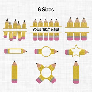Pencils Embroidery Design, Pencil Split Monogram Embroidery Design, Mini Pencil Embroidery Design, Back to School Embroidery Design Bundle