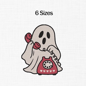 Ghost with Phone Embroidery Design, Ghost Embroidery Design, Halloween Machine Embroidery, Cute Ghost Embroidery, Boo Embroidery, Halloween