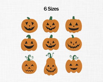 Haftowane dynie na Halloween, Straszne dynie, Zestaw dyń, Uśmiechnięta dynia, Haft maszynowy, Haft na Halloween