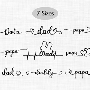 Dad Embroidery Design, Dad Text Bundle Embroidery Design, Father&#39;s Day Embroidery Design, Dad, Daddy, Papa Embroidery Design 7 Sizes