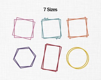 Frames Embroidery Design, Frame Applique Embroidery Design, Square, circle, Rectangular, Shapes Embroidery Design, Set of Frames Applique