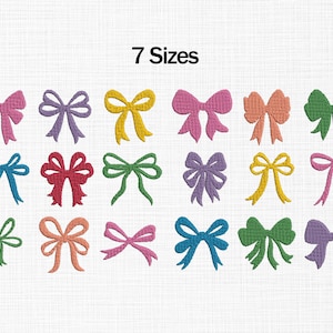 Mini Bow Embroidery Designs, Cute Bow Embroidery Designs, Ribbon Bows Tie Embroidery, Bow Bundle Embroidery Design, Bow Embroidery Set